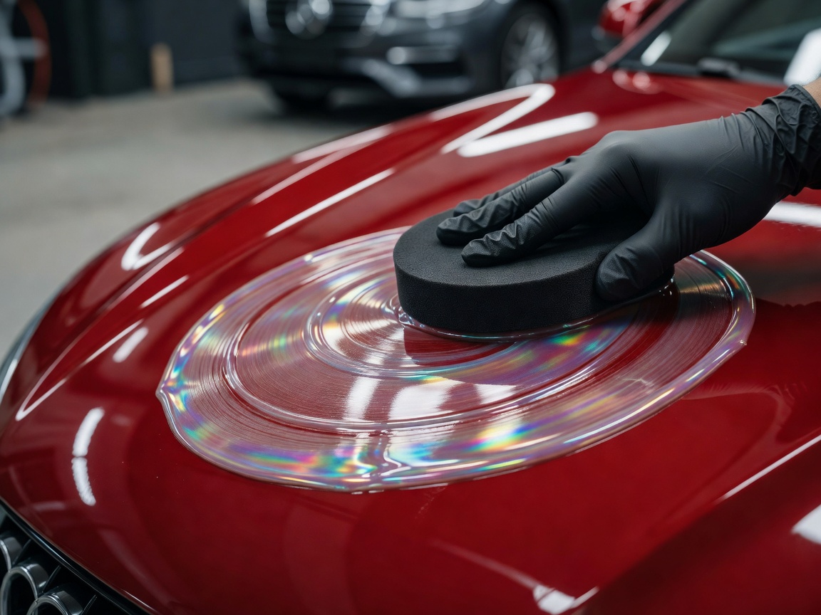 Application pad applying a protective ceramic layer to vehicle paint